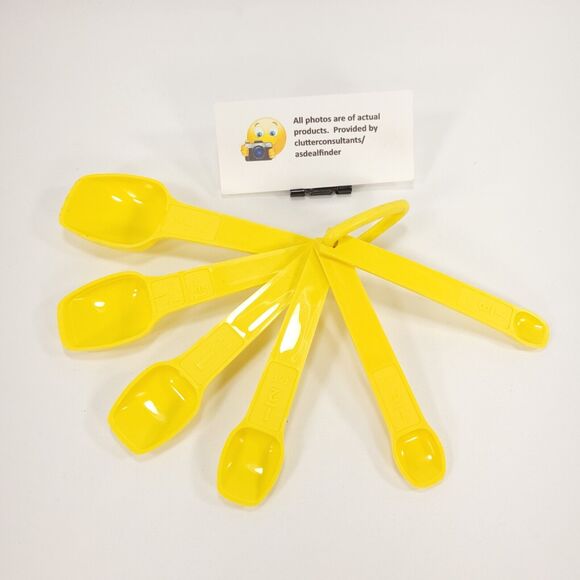 Tupperware Other - Vintage Tupperware Measuring Spoons w/ ring Set of 6 Bright Yellow
